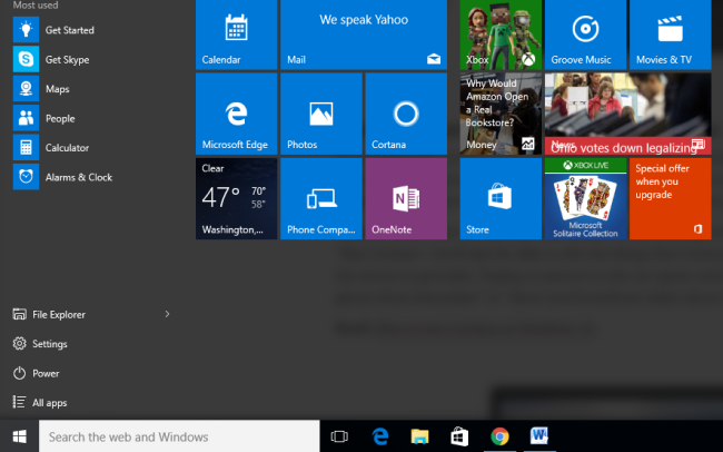 Microsoft Windows 10 Features  Start menu
